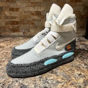 Back To The Future Cozy Knitted Air Mag Crochet Slippers size 9-10
